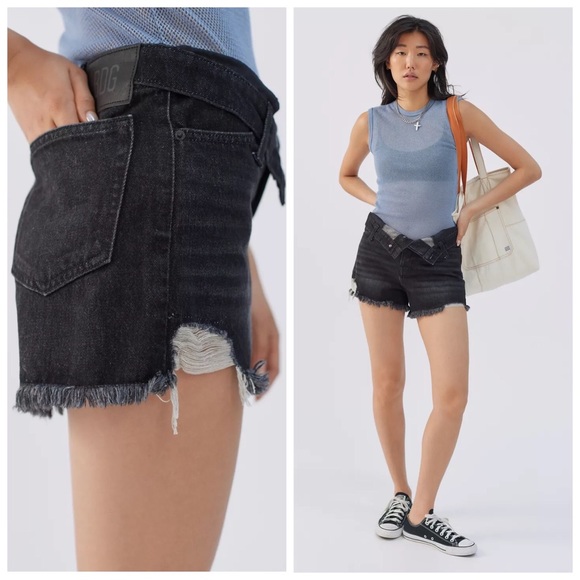 Urban Outfitters Pants - BDG Foldover V-Front Denim Short Washed Black Denim